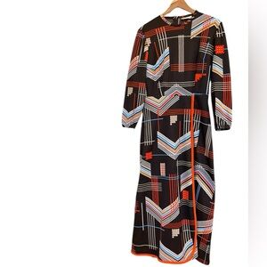 Joan Curtis size 12 (fits size 8-10) Long Sleeve Bishop Dress Geometric Pattern